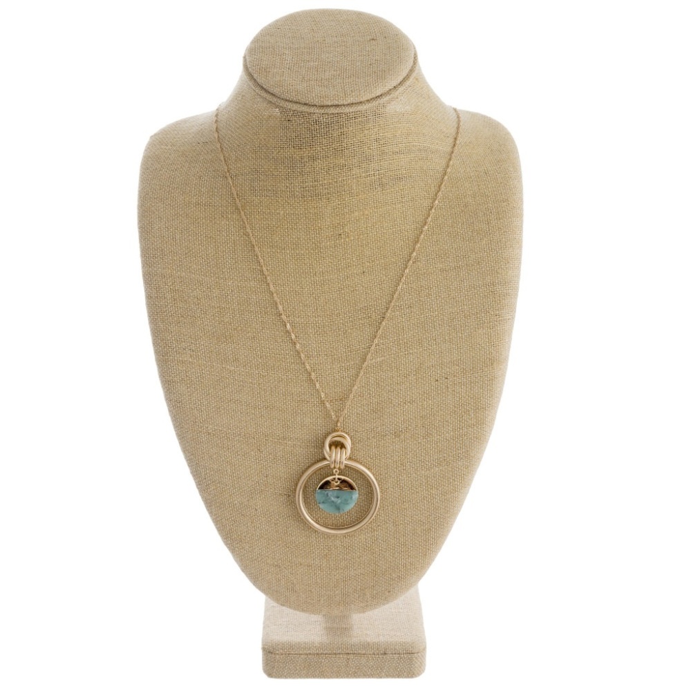 Amazonite Long Necklace with Circular Pendant And